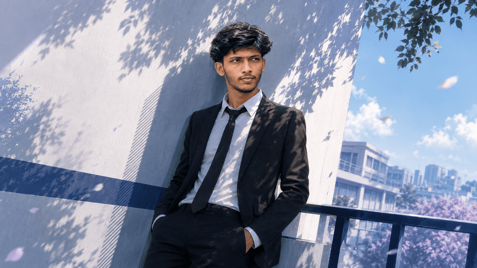 Nafiz leaning against a wall